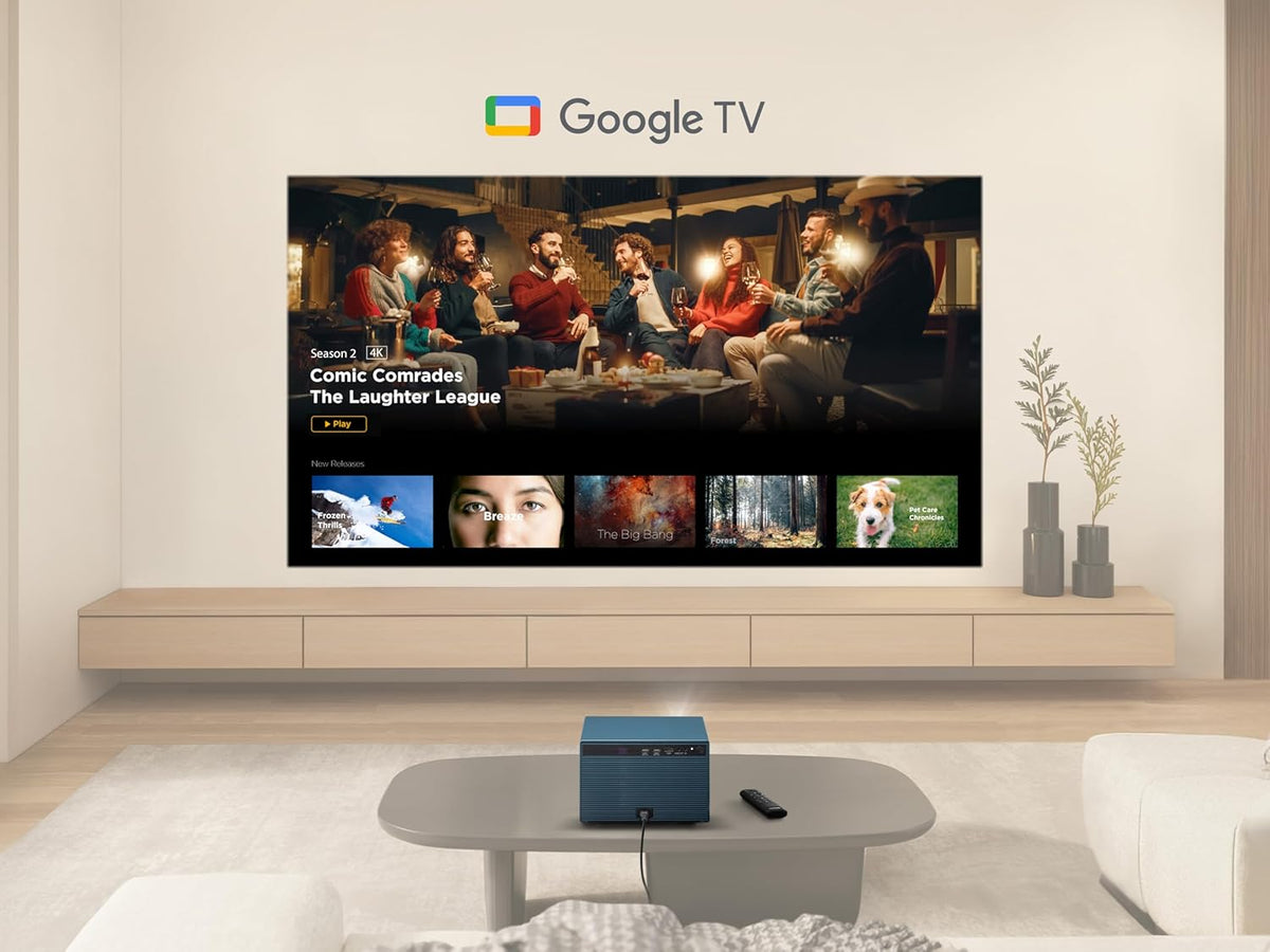 ViewSonic LX60HD 1080p LED Projector, Built-In Google TV for Smooth Home Entertainment, Auto Focus, 360-Degree Projection, and H/V Keystone for Easy Setup, Bluetooth, Wi-Fi, HDMI, and USB-C Inputs