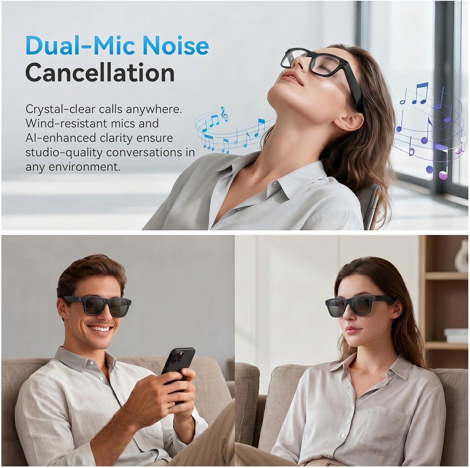 2026 AI Smart Glasses for Men Women,8MP 4K Camera Glasses,Supports AI Voice Control/Photo/Video/Audio Recording,Bluetooth Glasses with 133 Translations,Blue Light Blocking Lenses+Extra Sunglasses