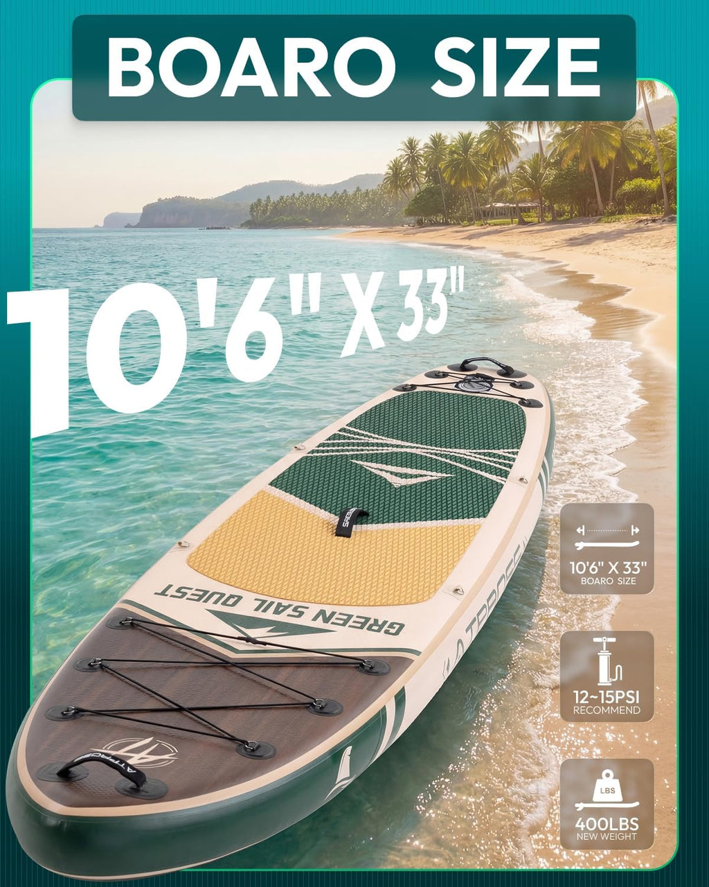 10'6''x33''Inflatable Stand Up Paddle Board, 400lbs Extra Wide Blow Up Paddle Board with Kayak Seat, Premium SUP Accessories Kit & Backpack, Non-Slip Stable Deck Boat for Yoga Fishing Surf