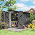 Outsunny 4.6' x 9' Steel Outdoor Storage Shed, Waterproof Lean to Shed, Metal Garden Tool House with Foundation Kit, Lockable Doors, Gloves and 2 Air Vents for Backyard, Patio, Lawn, Dark Gray