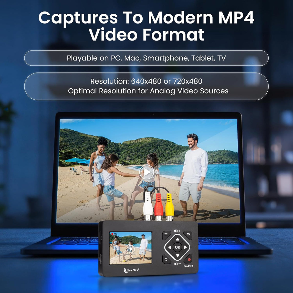 ClearClick Video to Digital Converter 2.0 (Second Generation) Mini Edition - Record Video from VCR's, VHS Tapes, AV, RCA, Hi8, Camcorder, DVD, Gaming Systems Requires Working VCR/Camcorder & Tapes