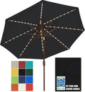 EliteShade USA 10-Year-Non-Fading 9ft Market Patio Umbrella, Commercial Grade Table Sun Umbrella with 80 Solar LED Lights, Crank Open, Windproof & UPF 50+ UV Protection for Garden, Deck, Pool, Backyard, Black