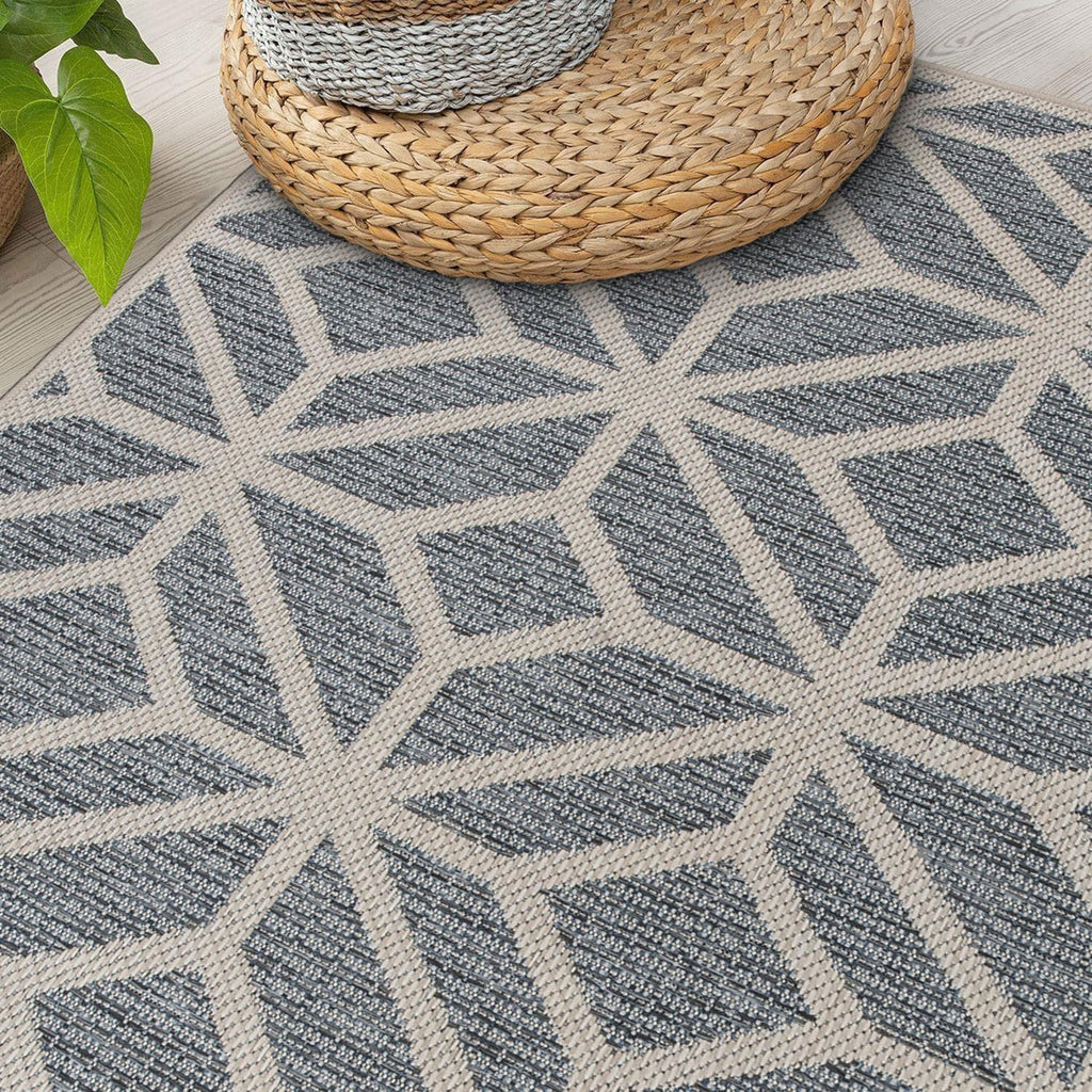 Rugshop Blue Contemporary Geometric Indoor/Outdoor Area Rug — Hose Washable for Living Room, Dining Room and Office, 7'10" x 10'