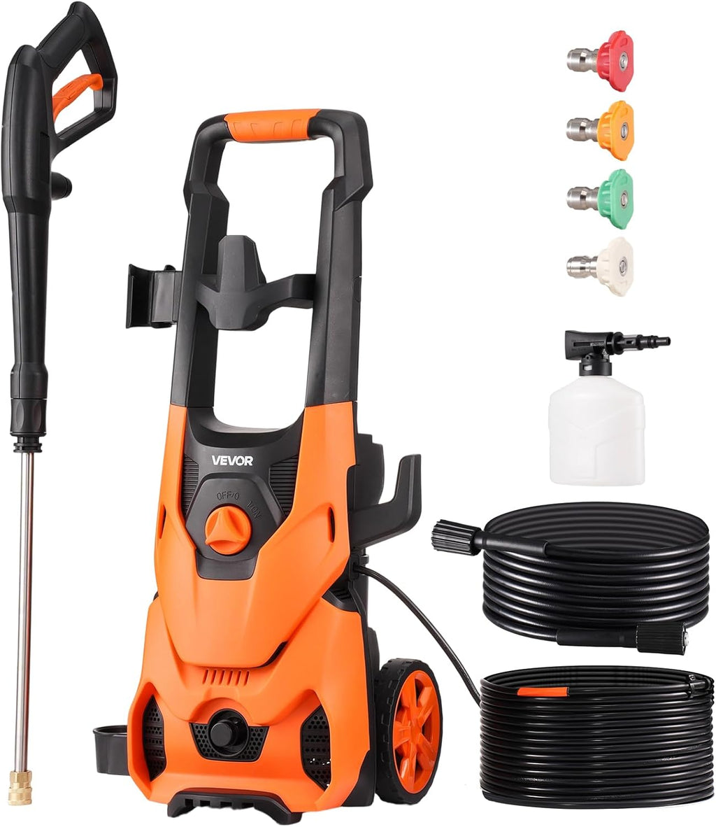 VEVOR Electric Pressure Washer, Max 4200 PSI 2.8 GPM, High-Power Cleaner with Foam Cannon & 4 Nozzles for Driveways, Cars, Fences, Patios, Home Cleaning