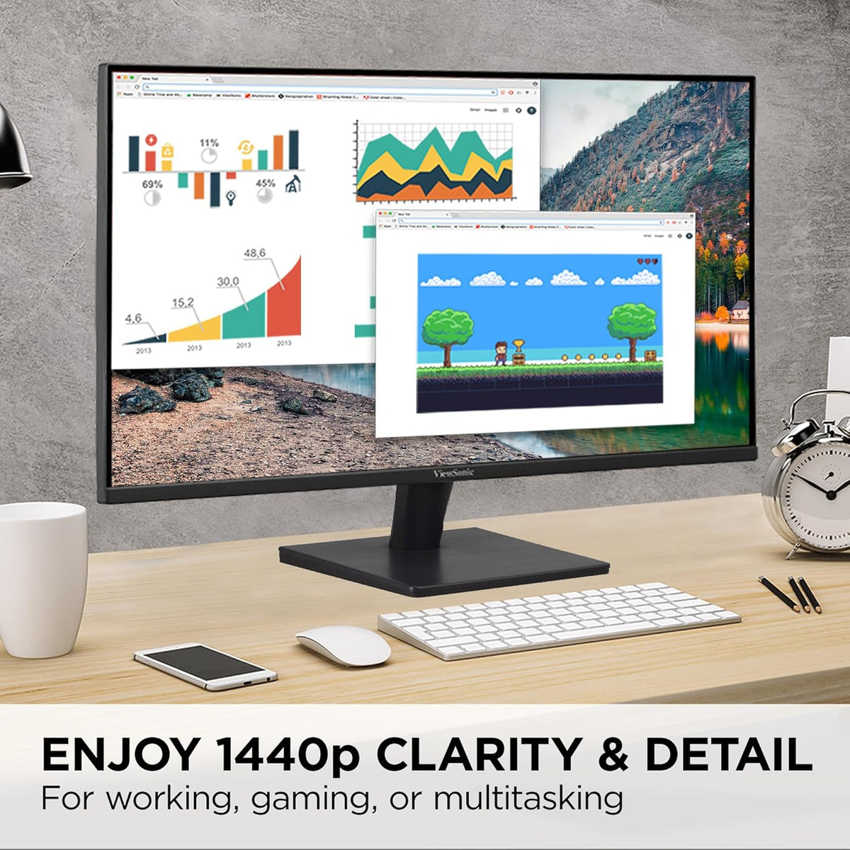 ViewSonic VA2715-2K-MHD 27 Inch 1440p LED Monitor with Adaptive Sync, Ultra-Thin Bezels, HDMI and DisplayPort (Renewed)