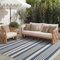 SAFAVIEH Courtyard Collection 8' x 10' Navy/Beige CY6062 Stripe Indoor/ Outside Waterproof Easy cleansingPatio Backyard Mudroom Area Mat