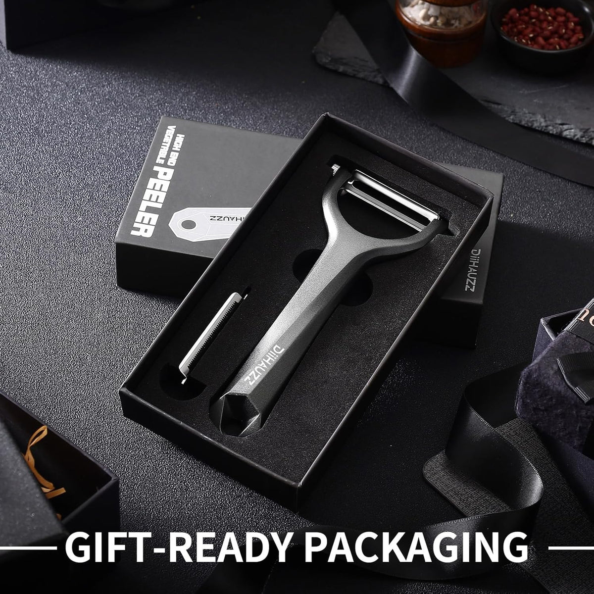 Aluminum Alloy Y Peeler for Kitchen, Heavy Duty Vegetable & Fruit Peeler with 2 replaceable Blades (Straight & Serrated), Ultra Sharp 420J2 Stainless Steel, Ergonomic Matte Grip, Gift Boxed