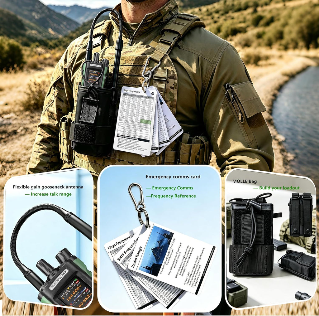 BAOFENG DM32 DMR Radio,DM-32UV Digital Two-Way Radio,Long Range Walkie Talkies,10W Handheld Ham Radio with GPS & APRS,NOAA | Tactical Antenna, MOLLE Bag & Comms Card | Programming & Type-C Charging