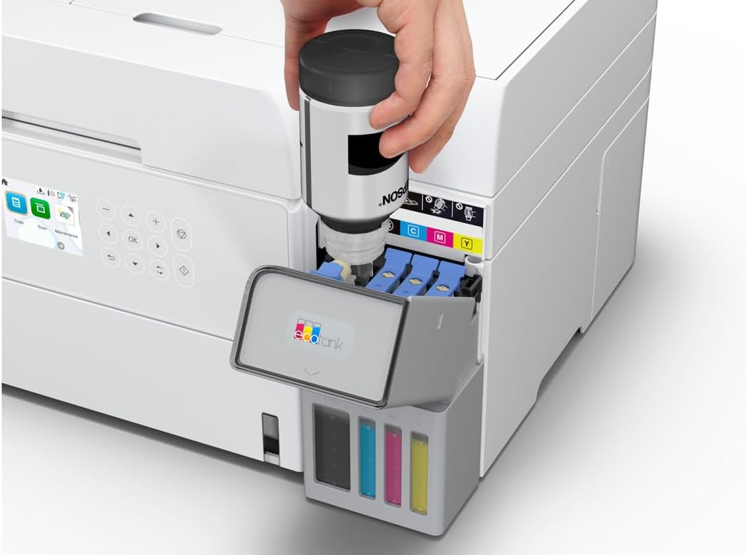 Epson EcoTank ET-3943 Wireless All-in-One Color Supertank Printer, Refillable Tanks, 2.4" Color Display, Auto Document Feeder, Auto Duplex Print/Copy, Scan, 250-Sheet Paper Tray – White