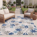 SAFAVIEH Washable Rug Outdoor Cabana Collection - 9' x 12', Grey & Blue, Non-Shedding & Easy to Clean, Ideal for Patio, Backyard, Mudroom (CBN800F)