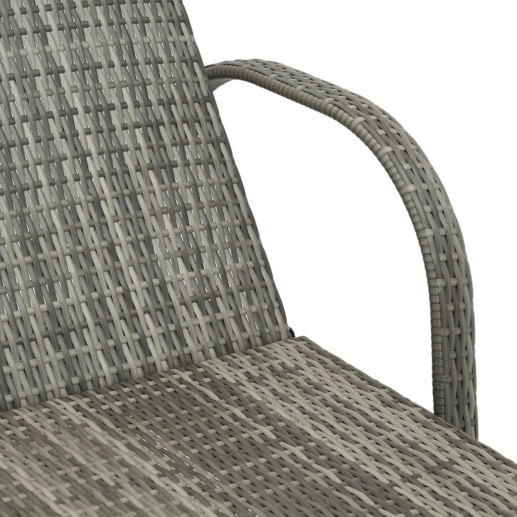 Outsunny Wicker Outdoor Chaise Lounge Set of 2, 5-Level Adjustable Backrest PE Rattan Pool Lounge Chair with Wheels, Cushion & Headrest, Mixed Gray and Gray