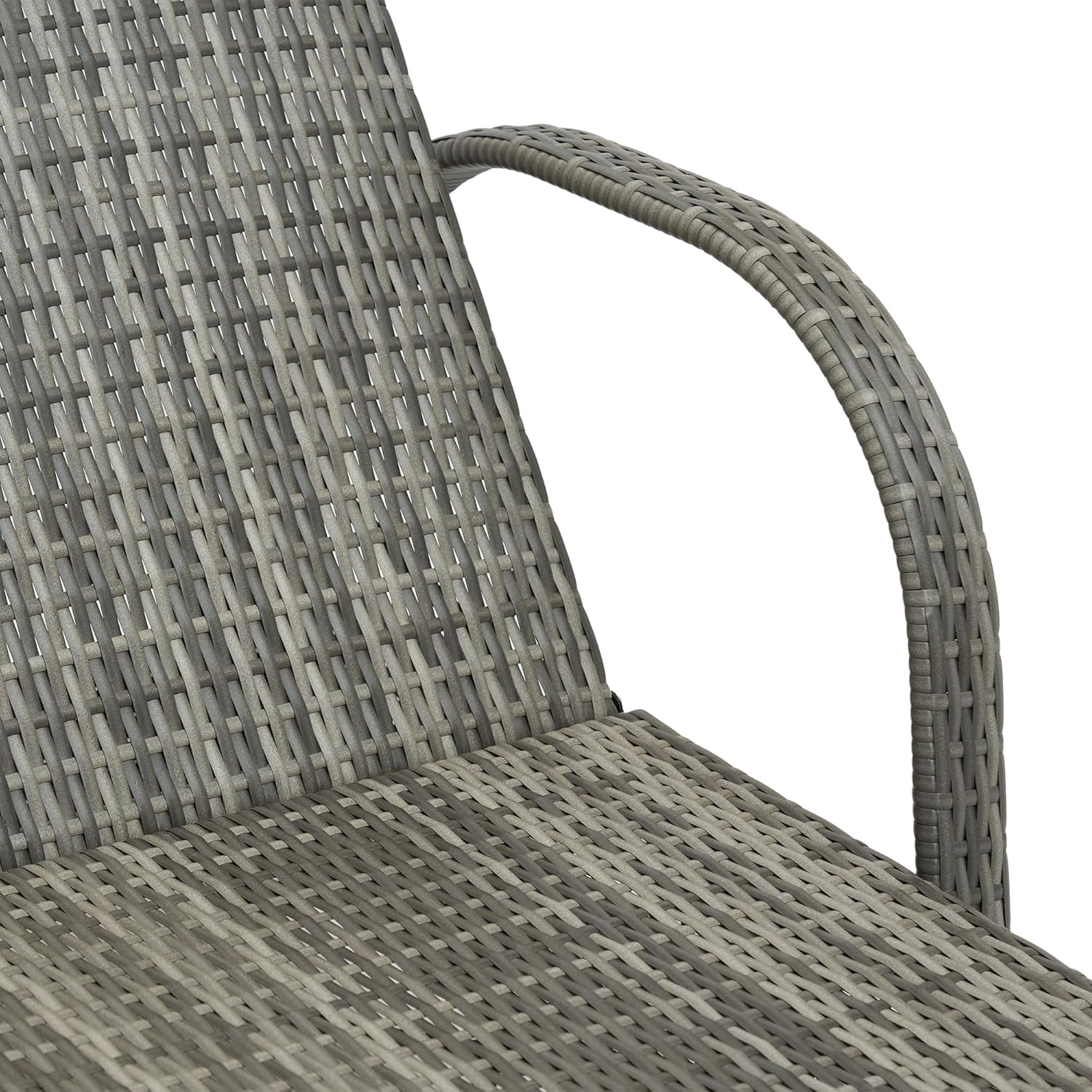 Outsunny Wicker Outdoor Chaise Lounge Set of 2, 5-Level Adjustable Backrest PE Rattan Pool Lounge Chair with Wheels, Cushion & Headrest, Mixed Gray and Gray