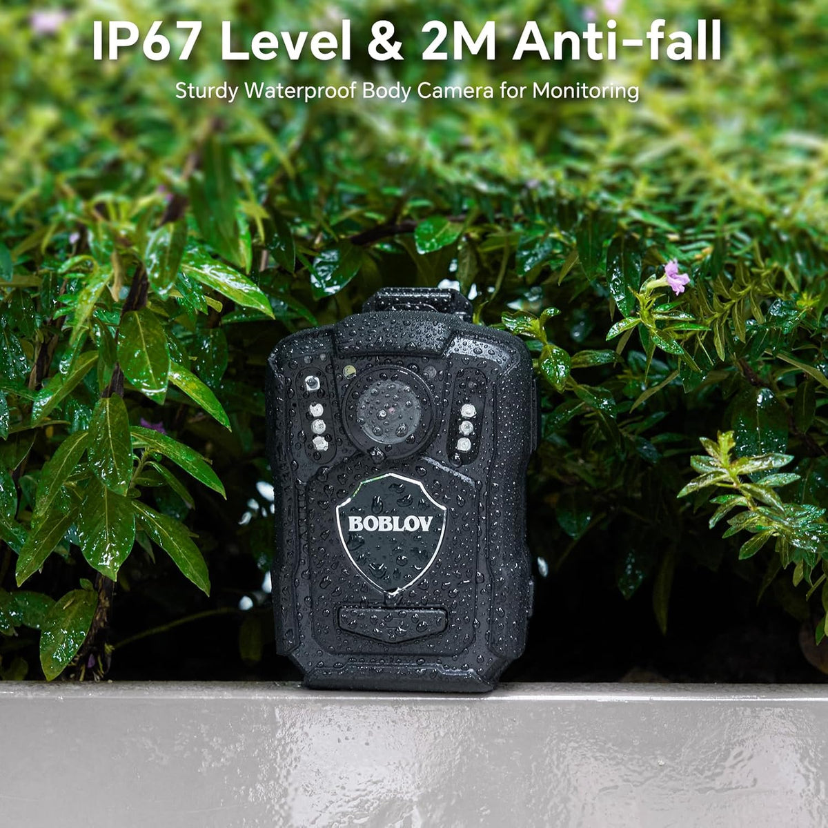 BOBLOV M5 2K Police Body Worn Camera, GPS Enabled &1440P Body Mounted Cam, 128G Body Cam Built-in 4200MAH Battery,12Hrs Record, IP67 Waterproof, Night Vision Law Enforcement with Car Suction Mount