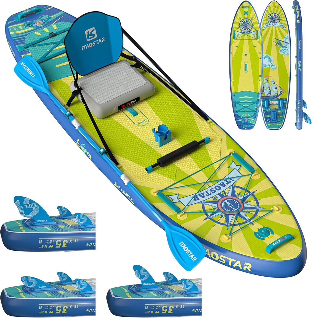 iTAOSTAR Journey 11'6" / 11'×34" / 11'×35" Extra Wide Paddle Board, One-Stop Premium SUP Board Accessories, Tailored Fins, Stable Inflatable Stand Up Paddle Boards for Youth/Adults of All Skill Levels