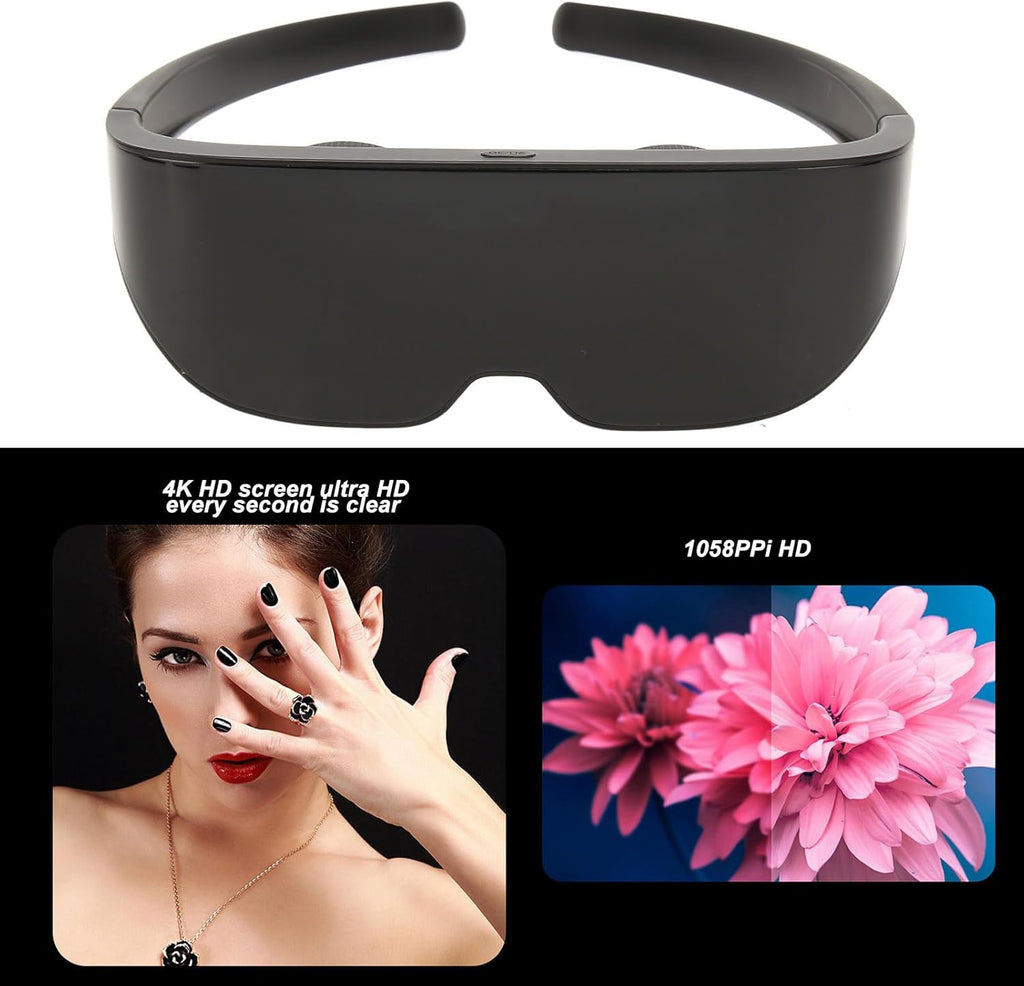 Diydeg AR Glasses, 4K HD 3D IMAX Wearable VR Headset Smart Glasses for Video Display, Myopia Friendly Portable Augmented Reality for Watch, Stream & Game on PC/Tablet/Console