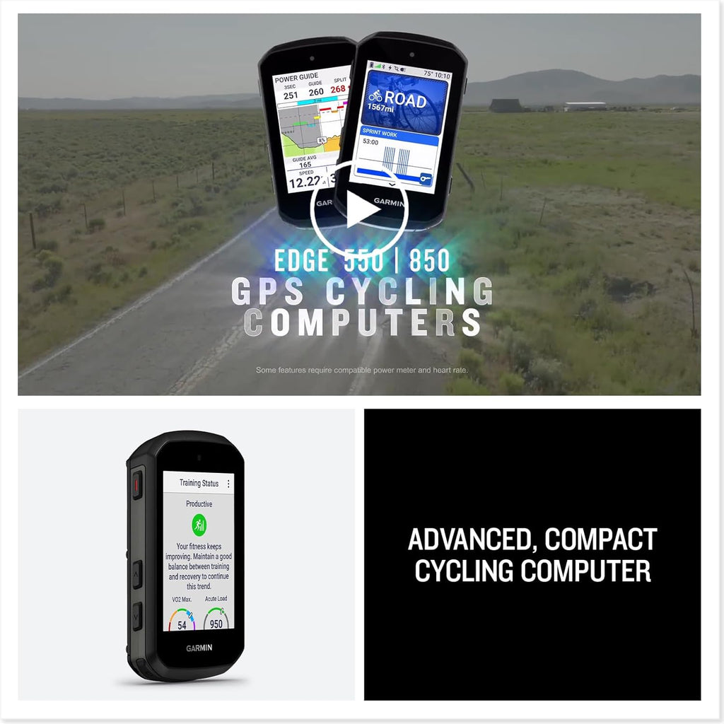 Garmin® Edge® 550, Compact GPS Cycling Computer, Vivid Color Display, Bike-Specific Mapping, Advanced Training and Performance Insights