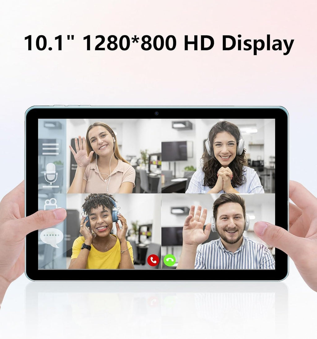 ECOPAD 10.1 Inch Tablet, Android 15 Tablets 12GB(4+8) RAM / 64GB ROM / 1TB SD Card Expansion, 1280x800 IPS HD Touchscreen, 6000mAh Battery, Bluetooth 5.0, Dual Cameras, GMS, Dual Band WiFi, Blue