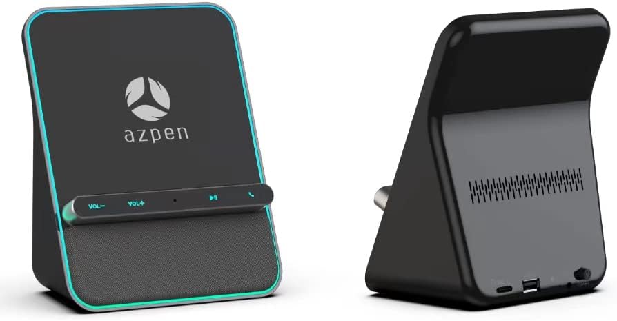 Wireless Charging Audio Dock by Azpen with Dual 8 watts Bluetooth Speakers, Upgraded Microphone for Handsfree Call, Wireless Charger for iPhone 15 14 13 12 11 and Samsung S23 S22 S21 S20