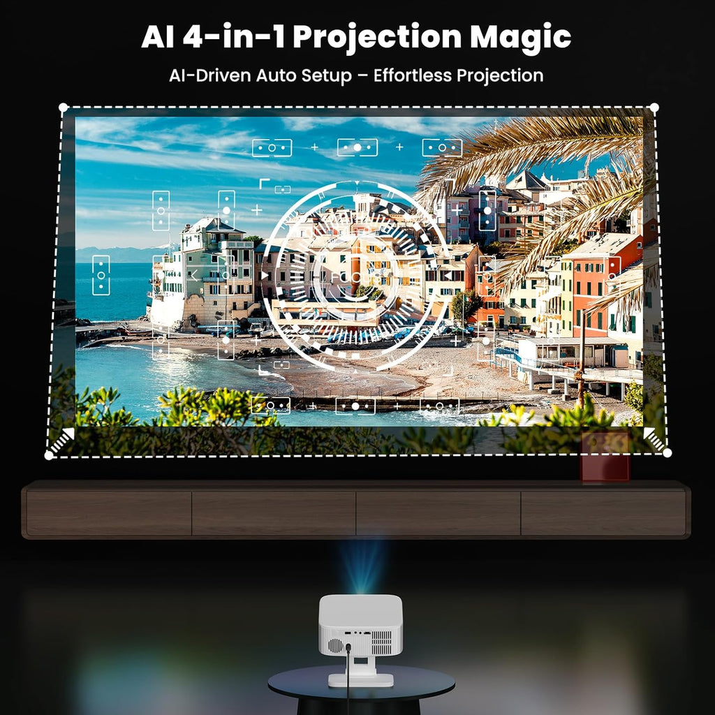 1500 ANSI/Built-in APPs Smart Projector with Wifi and Bluetooth: NICPOW Native 1080P Outdoor Projector, Compatible with Netflix, Auto Focus & Keystone, Portable Proyector for Home & Outdoor Use