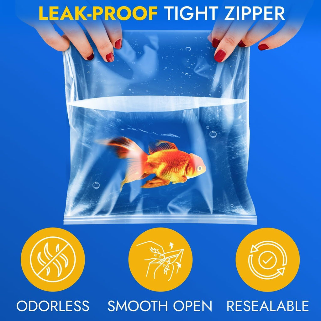 Extra Thick 8 Mil Reclosable Zip Bags 3" x 5", Pack of 50, Extra Durability, Waterproof, Heavy-Duty, Poly Zip Seal Lock Clear Resealable Bags