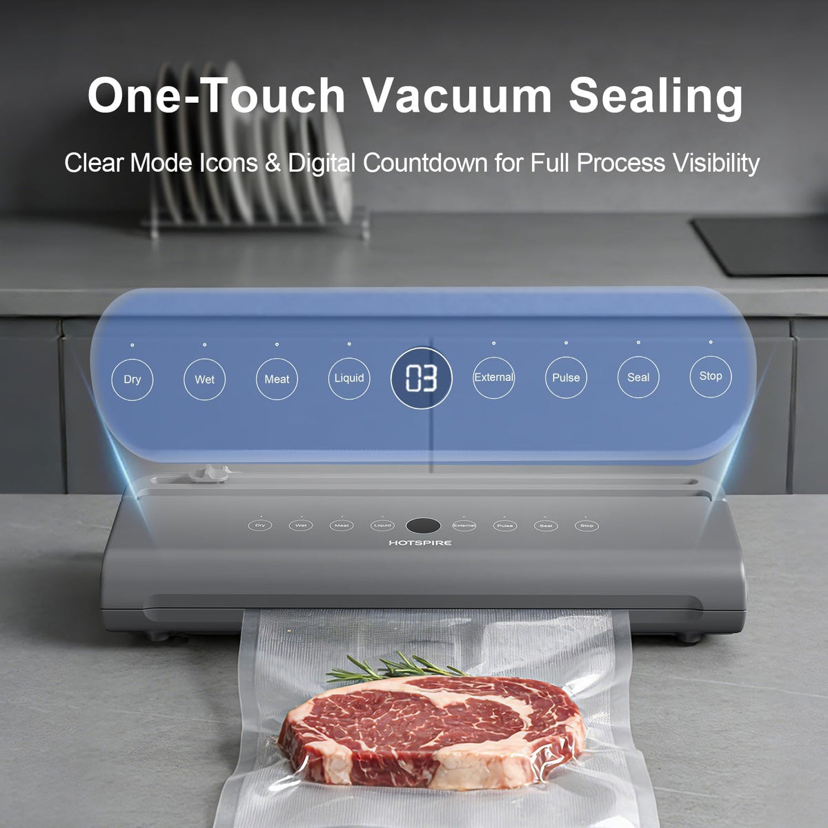 Food Vacuum Sealer Machine, Powerful & Continuous Vacuum Sealing for Kitchen Storage & Meal Prep, Wet & Dry Food Sealing, Detachable Upper & Lower Design for Easy Cleaning, Includes 50 Bags