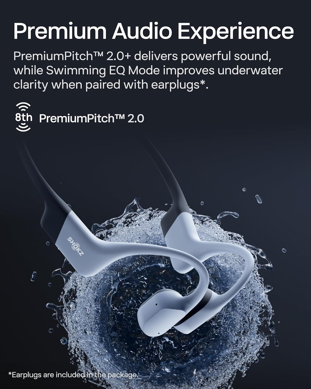 SHOKZ OpenSwim Pro - Open-Ear Bluetooth & MP3 Bone Conduction Sport Headphones, Swimming Headphones, IP68 Waterproof, Grey