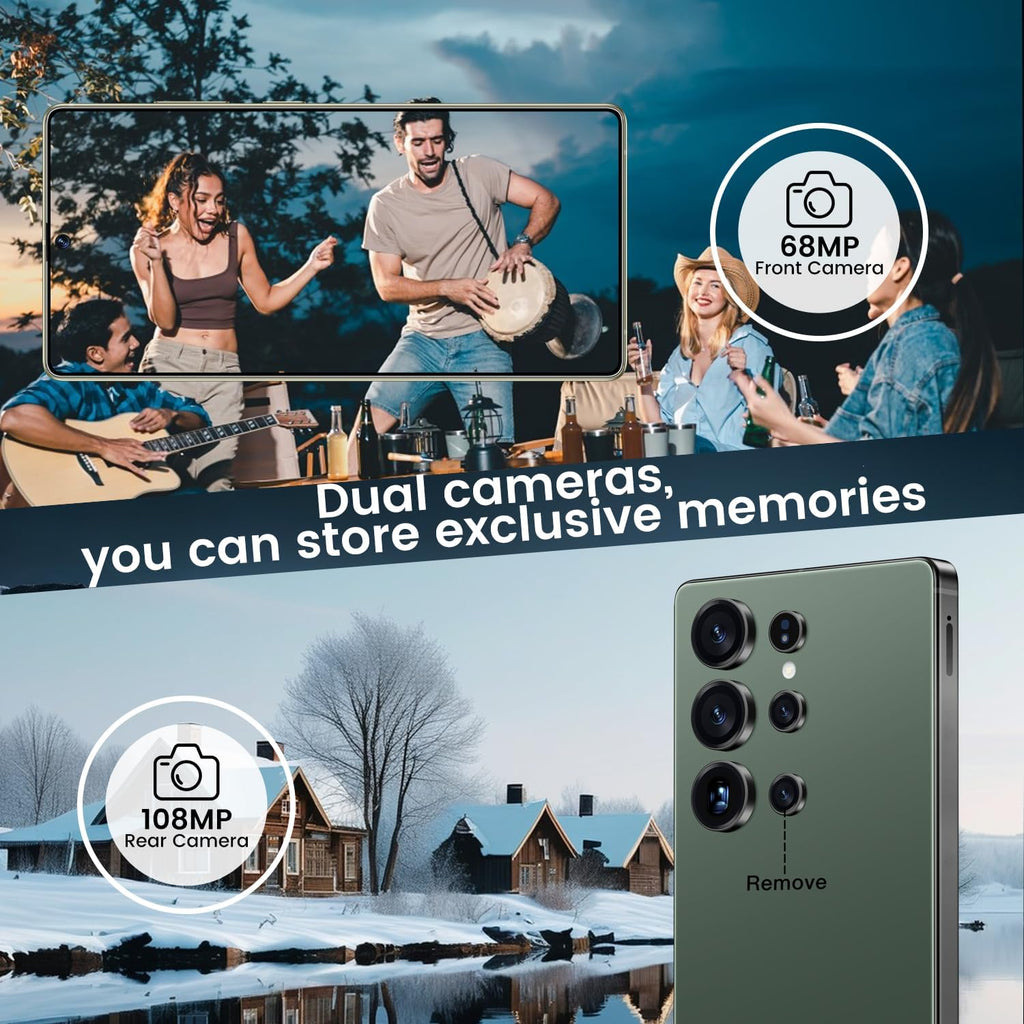 JQAKP I25 Ultra Smartphone 16+512GB | Android 14 | Snapdragon 8 Gen 3 | 68MP+108MP Dual Camera | 7000mAh Battery | 6.99" FHD+ Display | Outperform Competitors in Speed & Power (Green)