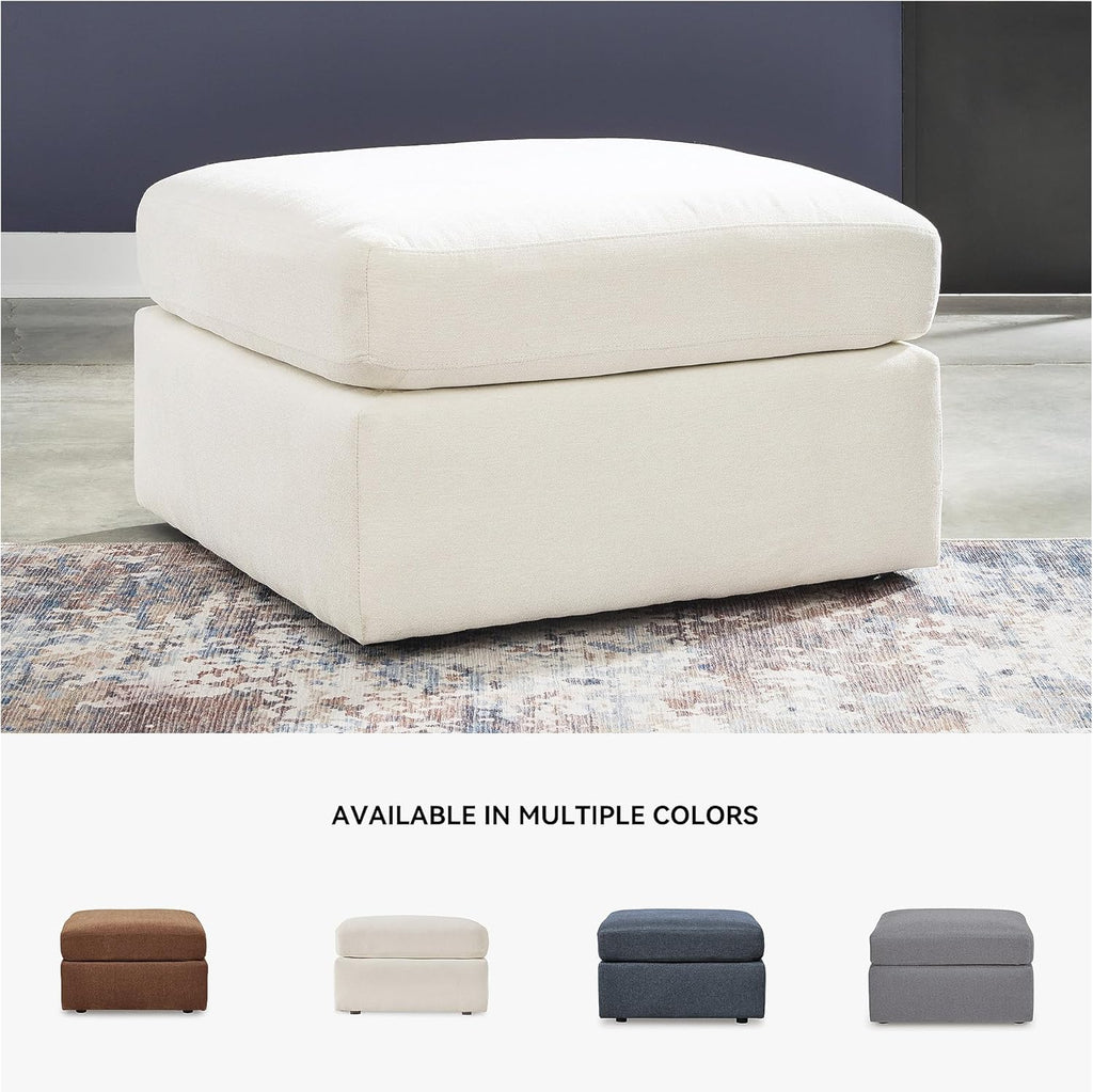 Signature Design by Ashley Modmax Modern Stain Resistant Oversized Accent Ottoman with Foam Cushion, Beige