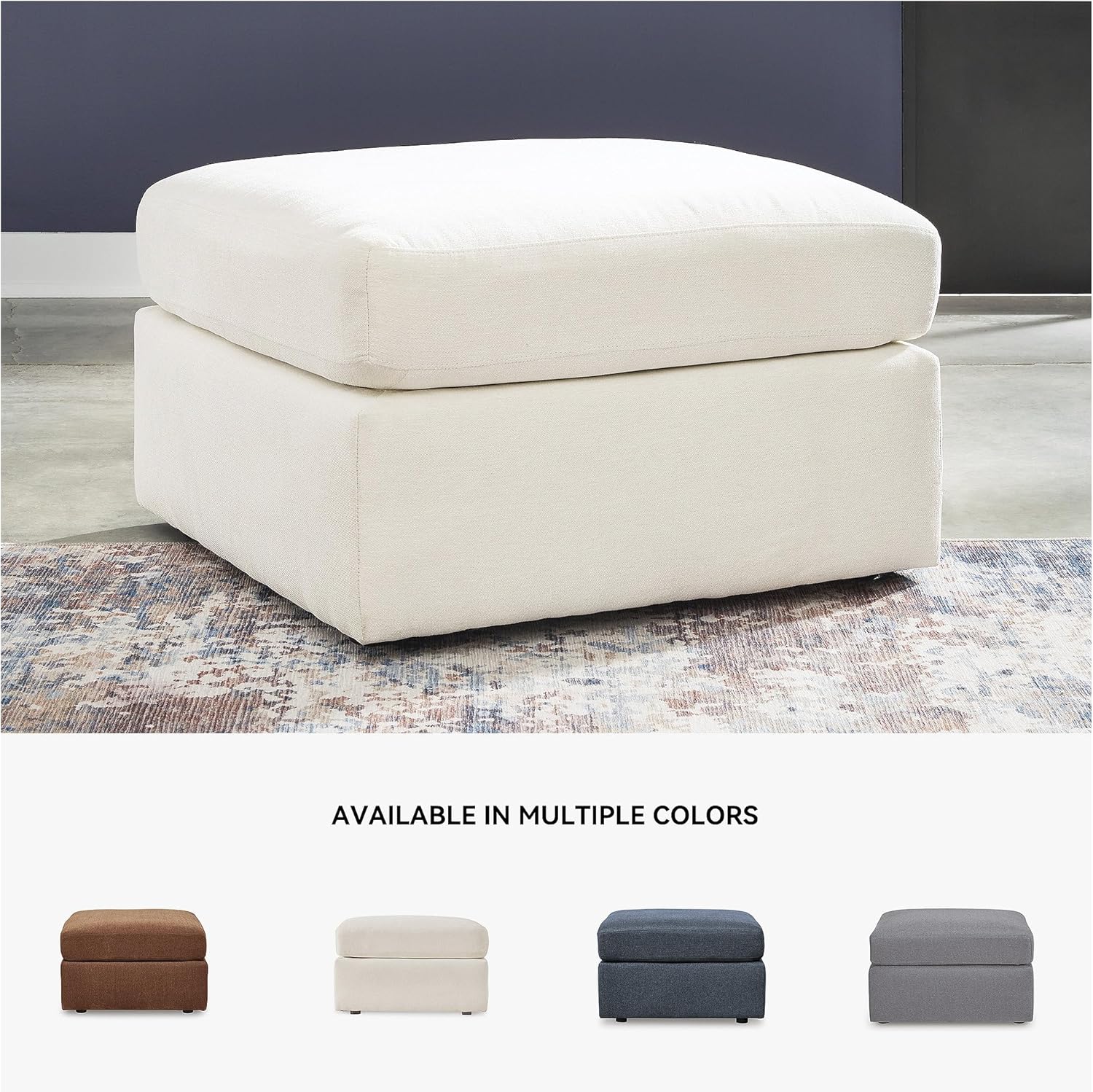 Signature Design by Ashley Modmax Modern Stain Resistant Oversized Accent Ottoman with Foam Cushion, Beige