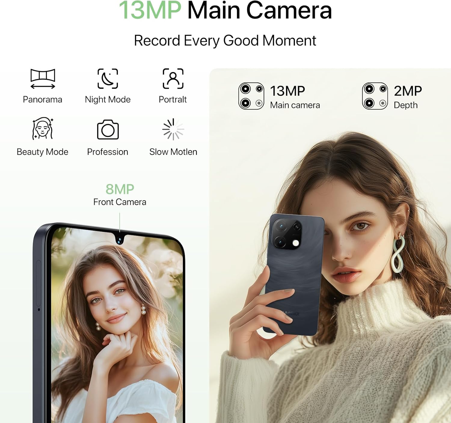 UMIDIGI Unlocked Phone,G9T Android 14 Cell Phone,8(4+4)+256GB 1TB Octa-Core,6.75" HD+ Smartphone,5000mAh,AI Face & Fingerprint Unlock,4G Dual SIM Phone,GPS,FM Radio,Unlocked Android Phones