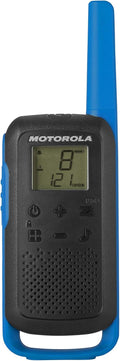 Motorola Solutions, Portable FRS, T270TP, Talkabout, Two-Way Radios, Rechargeable, 22 Channel, 25 Mile, Black W/ Blue, 3 Pack
