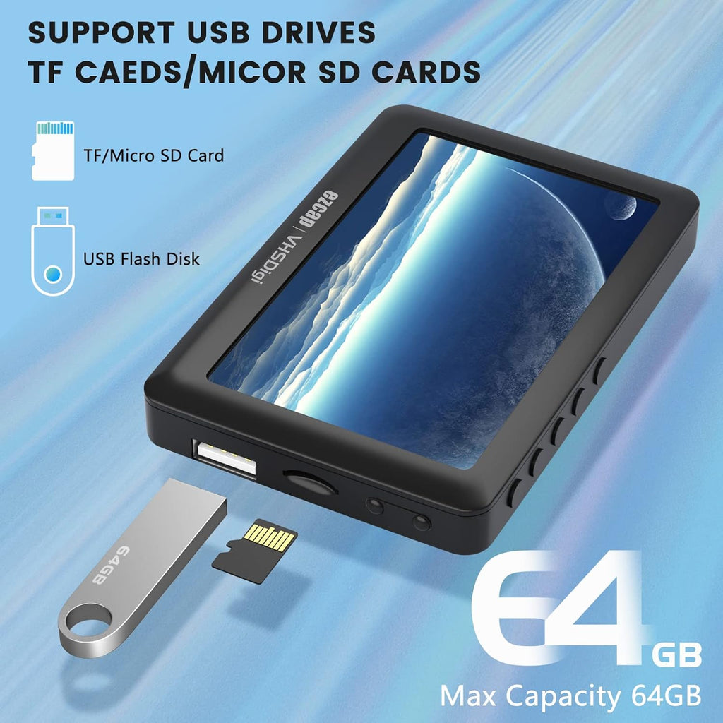 VHS to Digital Converter, Video to Digital Converter 3.0 (Third Generation), Capture Video from VCR's,VHS Tapes,Hi8,Camcorder,DVD,TV Box and Gaming Systems with 4.3 inch TFT Screen and 64GB U Disk
