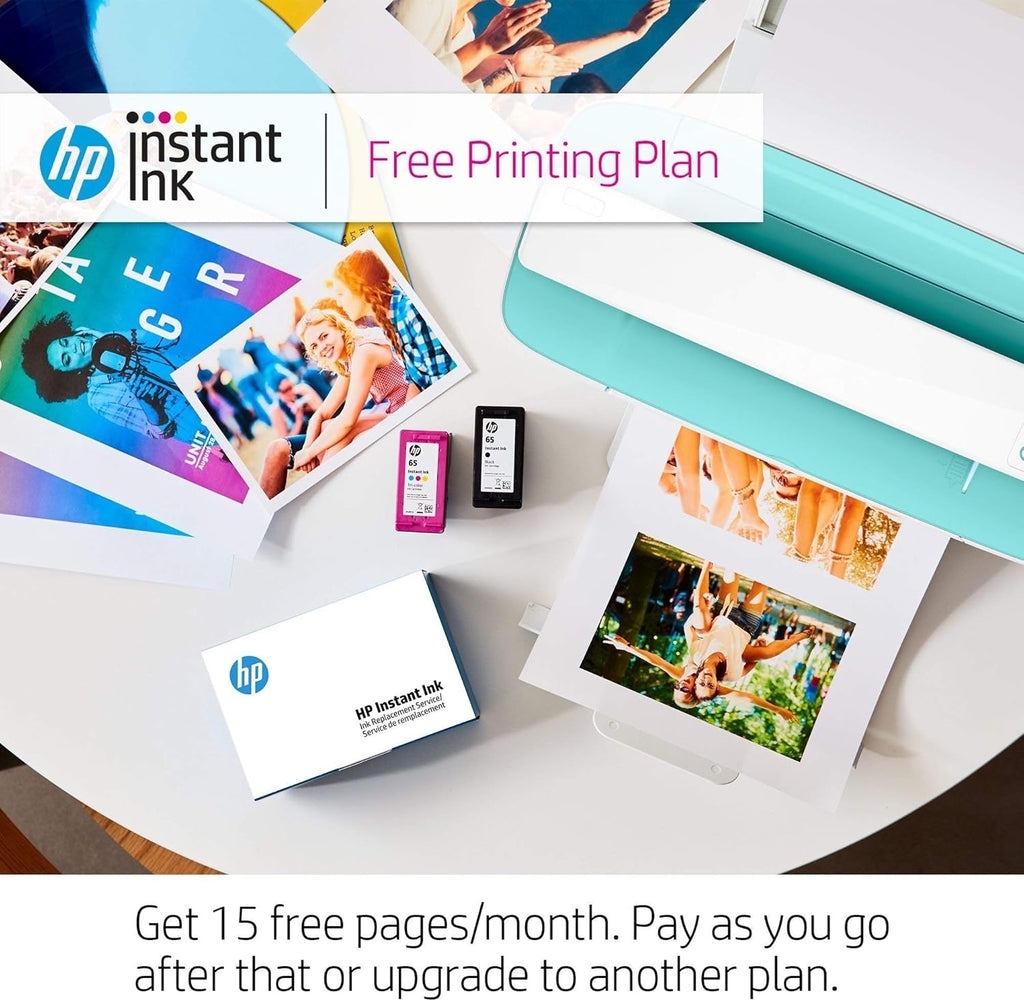HP DeskJet 3755 Compact All-in-One Wireless Printer with Mobile Printing, HP Instant Ink & Amazon Dash Replenishment ready - Blue Accent (J9V90A) (Renewed)