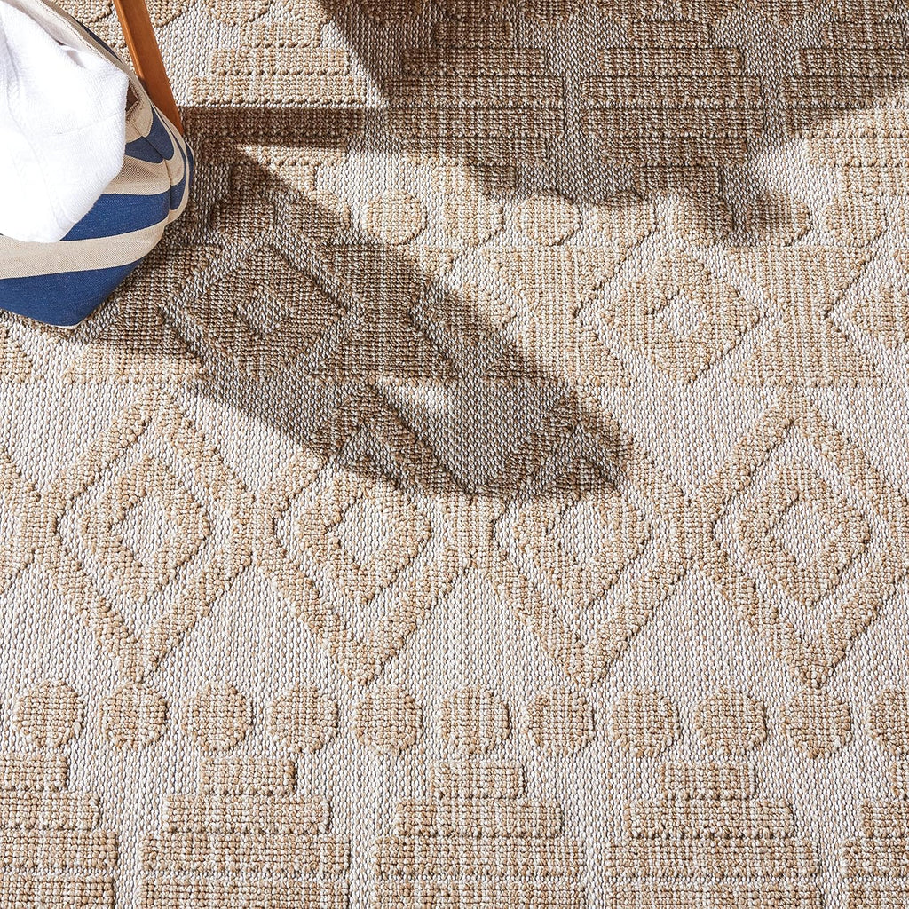 SAFAVIEH Washable Rug Outdoor Global Collection - 9' x 12', Beige & Brown, Non-Shedding & Easy to Clean, Ideal for Patio, Backyard, Mudroom (GLB214B)