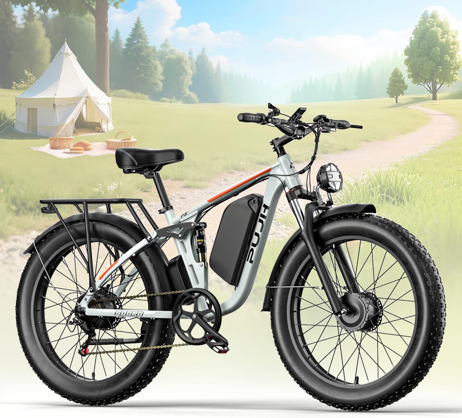 4000W Dual Motor Ebike with 52V 25Ah Removable Battery for Adults,Max Speed 38MPH Up to 100 Miles,24" Fat Tire Electric Bike for Snow Off-Road Commuter E-Bike for Men