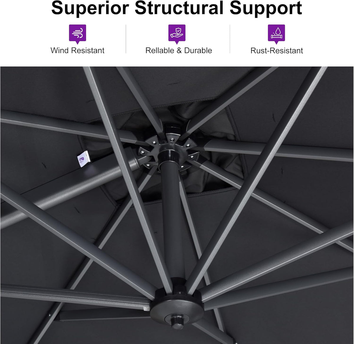 PURPLE LEAF 9 Feet Square Cantilever Umbrella Patio Umbrella with Base Outdoor Umbrella Aluminum Offset with 360-degree Rotation for Garden Deck Pool Patio Black