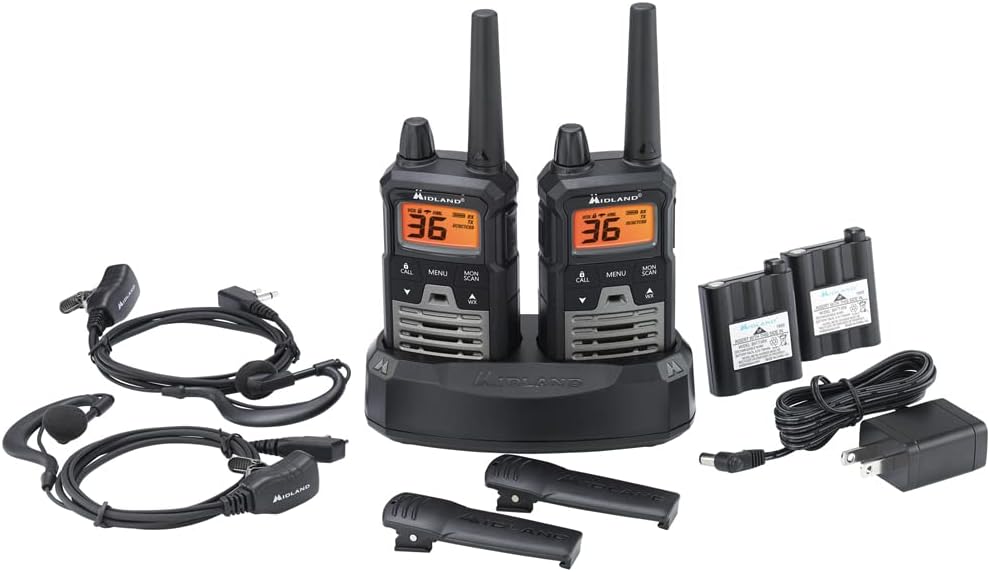 Midland T290VP4 High Powered GMRS Two Way Radios - 8 Pack Bundle w/Headsets & Chargers