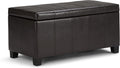 SIMPLIHOME Dover Storage Ottoman Bench - 36 inch Wide Upholstered Vegan Leather Rectangular Lift-Top Ottoman in Tanners Brown, Contemporary Bench for Living Room with Safety Hinges