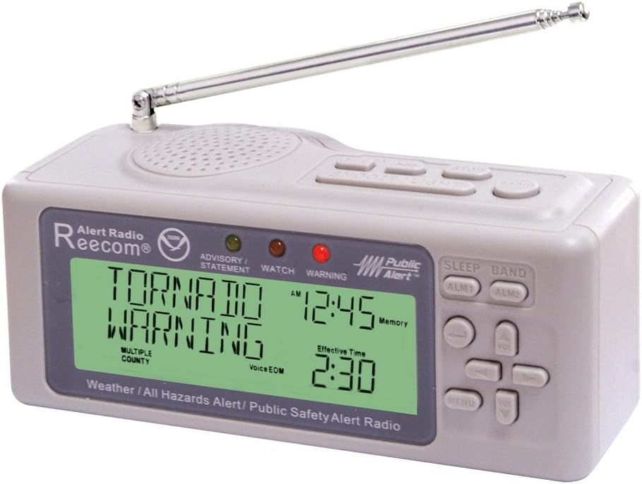 Unique Simultaneously Monitor Multiple Channel Alerts (in Standby) with EOM Detection, Reecom R-500 Same Weather Alert Radio with AM/FM (Light Grey)