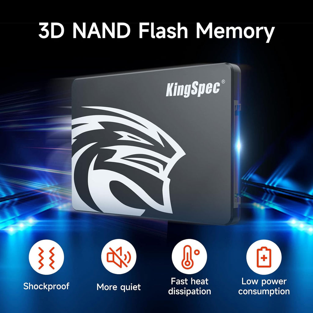 KingSpec 1TB 2.5 SSD SATA III Internal - 550MB/s Read, 520MB/s Write with 3D NAND Flash, for Laptop & Desktop PC Upgrade
