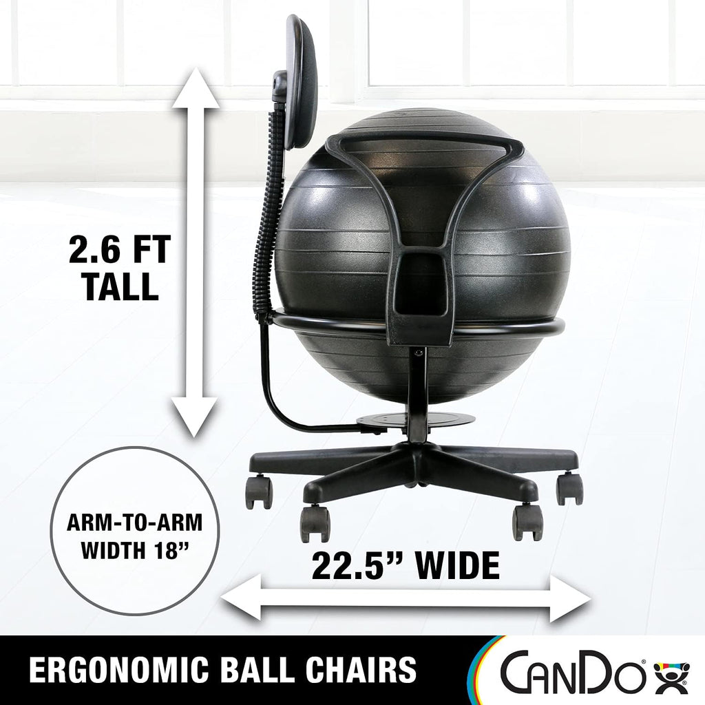 CanDo Metal Ball Chair - Inflatable Ergonomic Active Seating Exercise Ball Chair with Air Pump for Home, Office, and Classroom