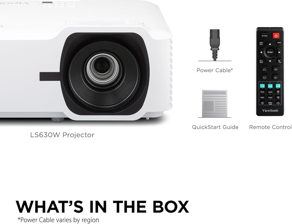 ViewSonic LS630W 4500 Lumens WXGA Laser Projector, Maintenance-Free for Smooth Office Productivity, 1.3x Optical Zoom, H/V Keystone, and 360-Degree Projection for Easy Setup, USB, and HDMI Inputs