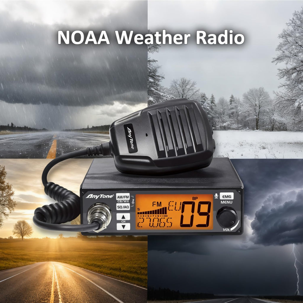 AT-500M Ⅱ CB Radio Kit with 27MHz Magnetic Antenna, AM/FM Mobile CB Radio, 40 Channels, NRC Digital Noise Cancelling, NB/ANL, VOX Hands-Free, NOAA, for Trucking & Off-Road