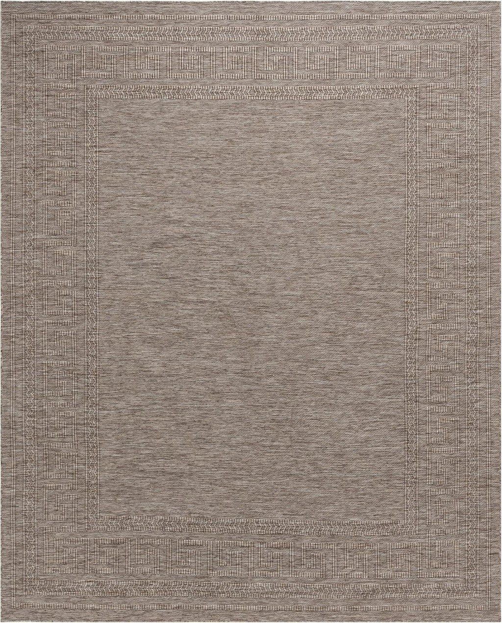 Diana Textured Foldable Indoor Outdoor Rug, 8x10, Weather Resistant, Easy Clean, UV Resistant, Modern Bordered Patio Carpet for Porch, Deck, Backyard, Living Room (8' x 10', Beige)