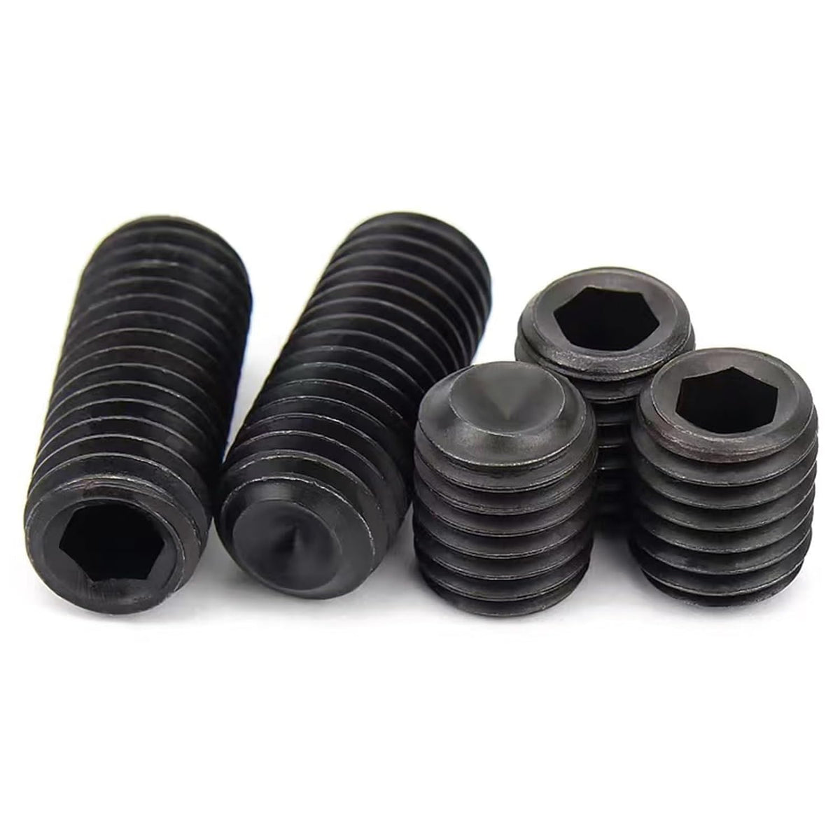 5/8"-18x5/8 Socket Set Screws, Cup Point, Fine, Alloy, Black Oxide, 25-Pack