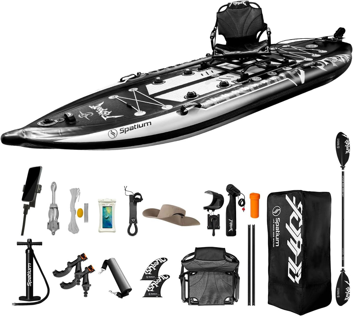 Spatium Triple Chamber Fishing Board SUP Inflatable Stand Up Paddle Board 11'*48"*6",Fishing Kayak with Premium Accessories 2 Fishing Rod Holders
