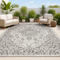 JONATHAN Y Boho Medallion Indoor Outdoor Area Rug 8X10 Gray/Black, Rozetta Textured Weave for Backyard, Patio, Porch, Easy-Cleaning, High Traffic, Pet-Friendly, Non-Shedding (SMB102D-8)