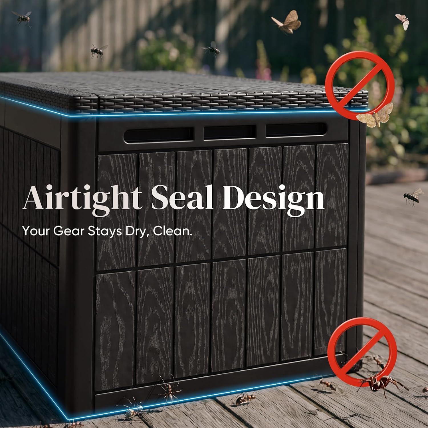 Quictent 220 Gallon Resin Deck Box, Weatherproof Waterproof Outdoor Storage Bench, Heavy Duty UV Resistant Lockable Container for Garden, Pool Supplies, Patio Cushions & Furniture Accessories
