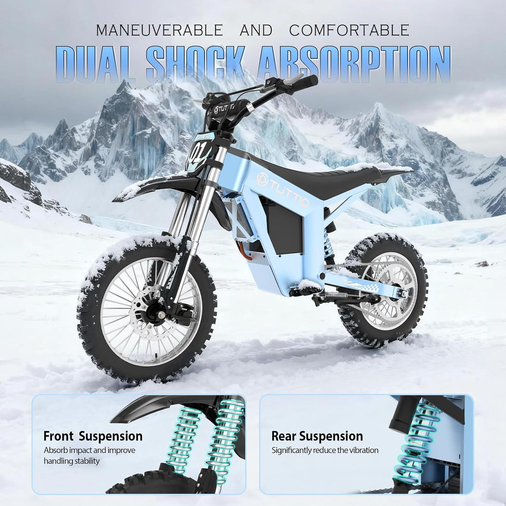 Tuttio Electric Dirt Bike Teens Adults 2000W/3000W 220NM 37MPH Electric Bike 48V 21AH Removable Battery with Hydraulic Brakes (21AH Dirt Bike)