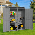 Gizoon Outdoor Storage Cabinet with Waterproof Roof, Double Lockable Doors Garden Shed with 2 Removable Shelves, Wooden Storage Shed with Large Storage Space for Patio, Garden, Backyard, Lawn, Grey